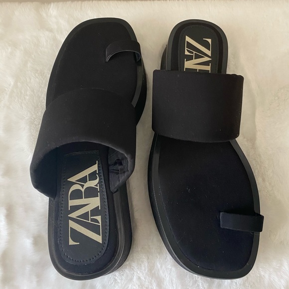 Black ZARA platform sandals, size 38